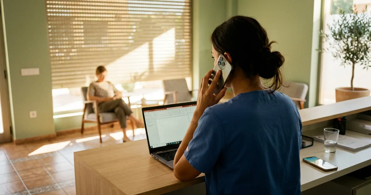 Fotografía editorial que ilustra: Chatbot para clínica dental: WhatsApp, citas y RGPD