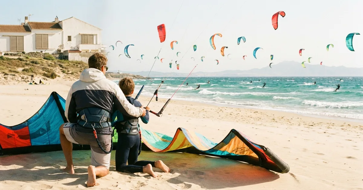 Fotografía editorial que ilustra: IA para escuelas de kite y hostelería en Tarifa