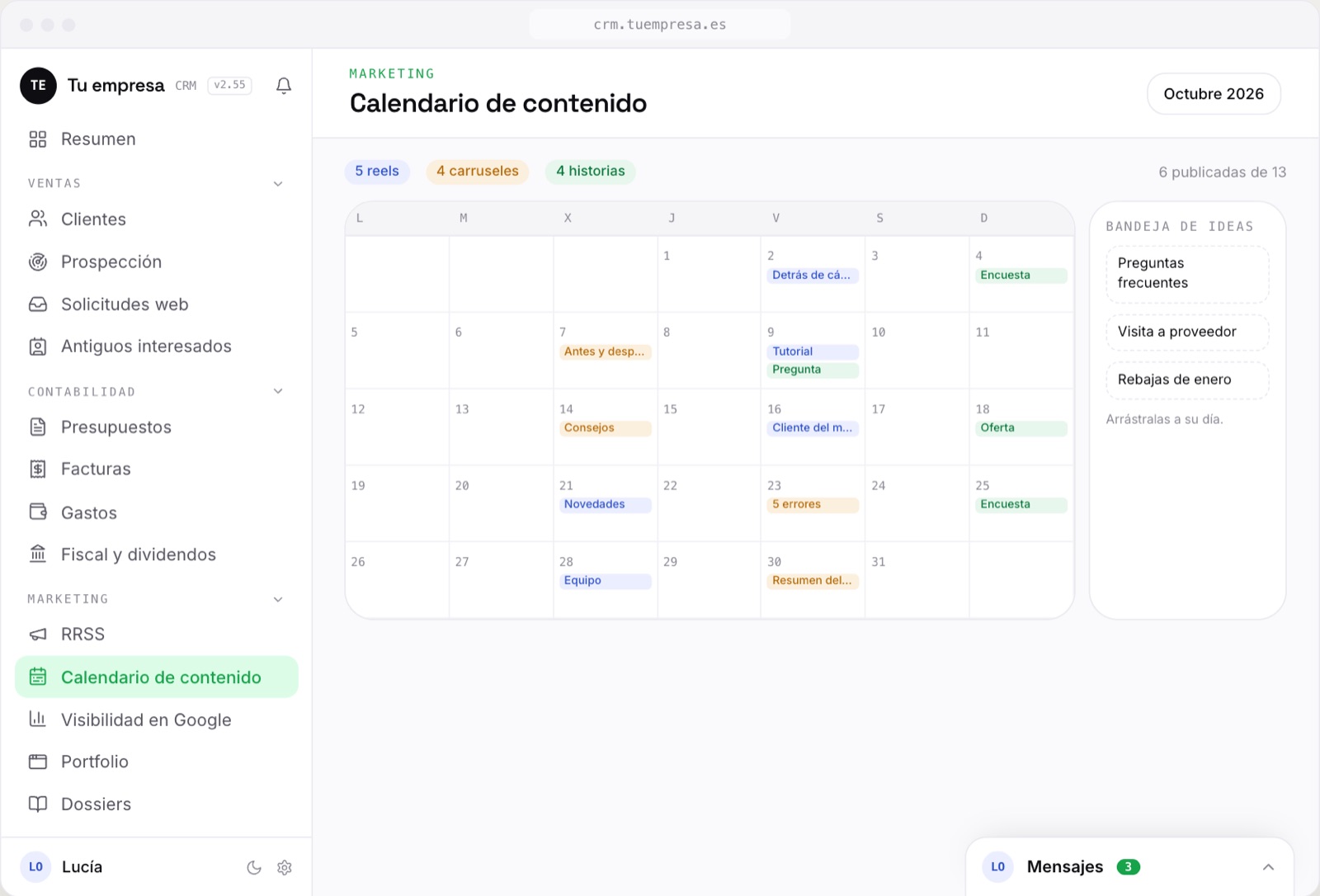 El calendario de contenido de redes sociales